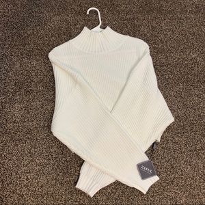 Zaful cropped off-white cream turtleneck s…